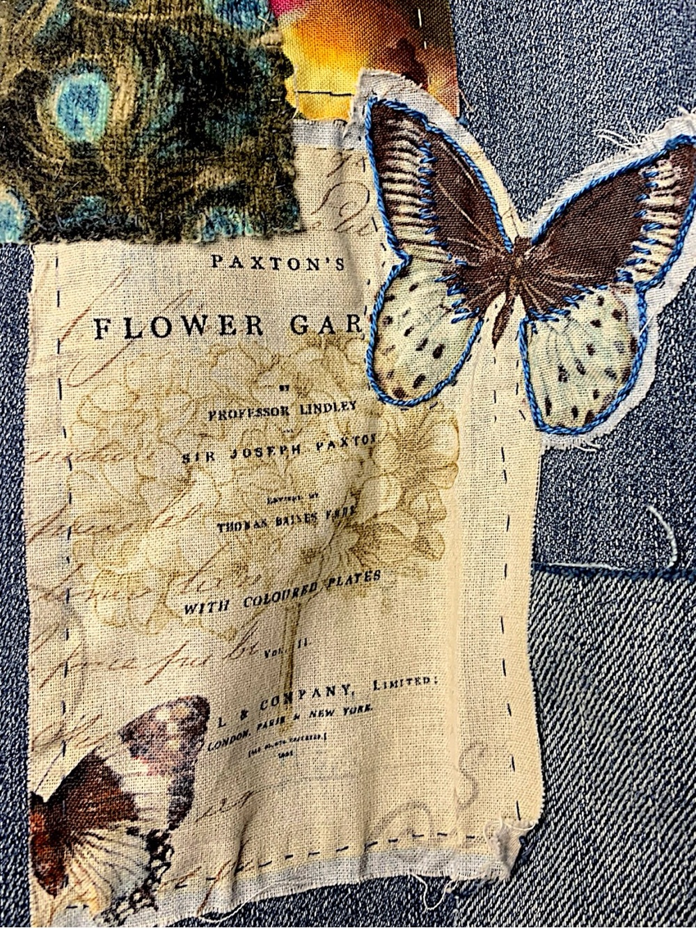 Upcycled Patchwork Cottage Core Cropped Jeans Sz 16W - Picture 7 of 11